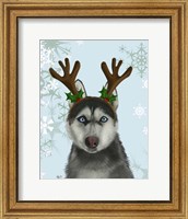 Husky and Antlers Fine Art Print