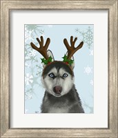 Husky and Antlers Fine Art Print