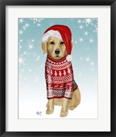 Golden Retriever in Christmas Sweater Fine Art Print