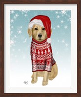 Golden Retriever in Christmas Sweater Fine Art Print