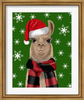 Llama, Christmas Hat Fine Art Print