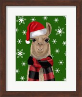 Llama, Christmas Hat Fine Art Print