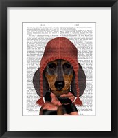 Dachshund in Pink Hat and Scarf Fine Art Print