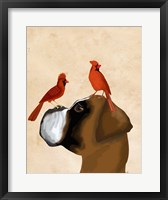 Boxer and Red Cardinals Fine Art Print