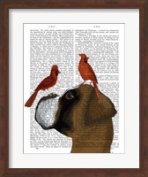 Boxer and Red Cardinals Fine Art Print