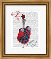 Ostrich, Can Can in Red and Blue Fine Art Print