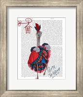 Ostrich, Can Can in Red and Blue Fine Art Print
