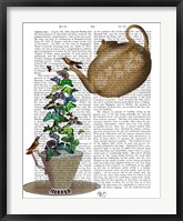 Teapot, Cup and Butterflies Fine Art Print
