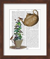 Teapot, Cup and Butterflies Fine Art Print