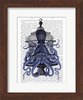 Blue Octopus in Cage Fine Art Print