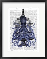 Blue Octopus in Cage Fine Art Print