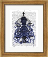 Blue Octopus in Cage Fine Art Print