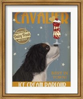 Cavalier King Charles, Black White, Ice Cream Fine Art Print