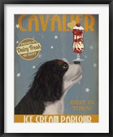 Cavalier King Charles, Black White, Ice Cream Fine Art Print