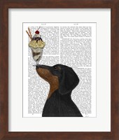 Dachshund, Black and Tan, Ice Cream Fine Art Print
