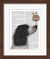 Springer Spaniel, Black and White, Ice Cream Fine Art Print