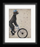 Poodle on Bicycle, Black Fine Art Print