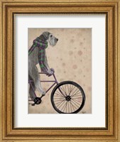 Schnauzer on Bicycle, Grey Fine Art Print