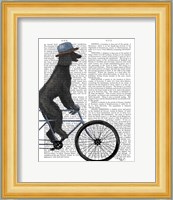 Poodle on Bicycle, Black Fine Art Print