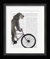 Schnauzer on Bicycle, Grey Fine Art Print