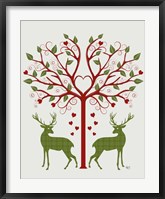 Christmas Des - Deer and Heart Tree, On Cream Fine Art Print