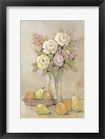 Still Life Study Flowers & Fruit I Framed Print