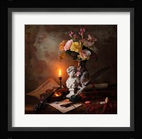 Still Life With Bust And Flowers Fine Art Print