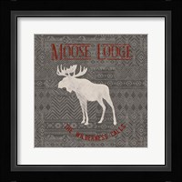 Soft Lodge IV Dark with Red Framed Print