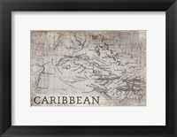 Carribean Map White Fine Art Print