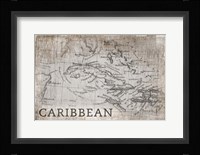 Carribean Map White Framed Print