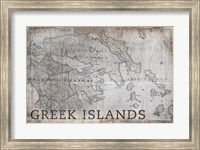 Greek Islands Map White Fine Art Print