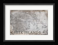 Greek Islands Map White Fine Art Print