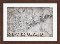 New England Map White Fine Art Print