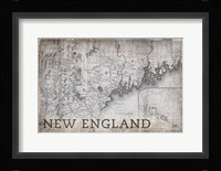 New England Map White Fine Art Print