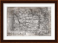 Bordeaux Map White Fine Art Print