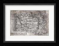 Bordeaux Map White Framed Print