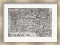 Champagne Map White Fine Art Print