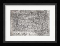 Champagne Map White Framed Print