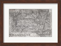 Champagne Map White Fine Art Print