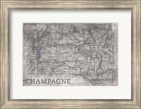 Champagne Map White Fine Art Print