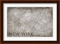 New York Map White Fine Art Print