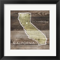California Rustic Map Framed Print