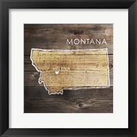 Montana Rustic Map Framed Print