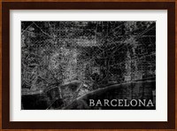 Map Barcelona Black Fine Art Print