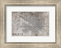 Map Paris White Fine Art Print