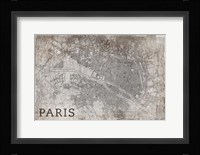 Map Paris White Fine Art Print