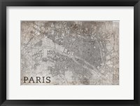 Map Paris White Framed Print