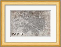 Map Paris White Fine Art Print