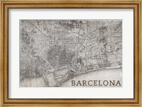 Map Barcelona Beige Fine Art Print