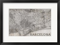 Map Barcelona Beige Framed Print